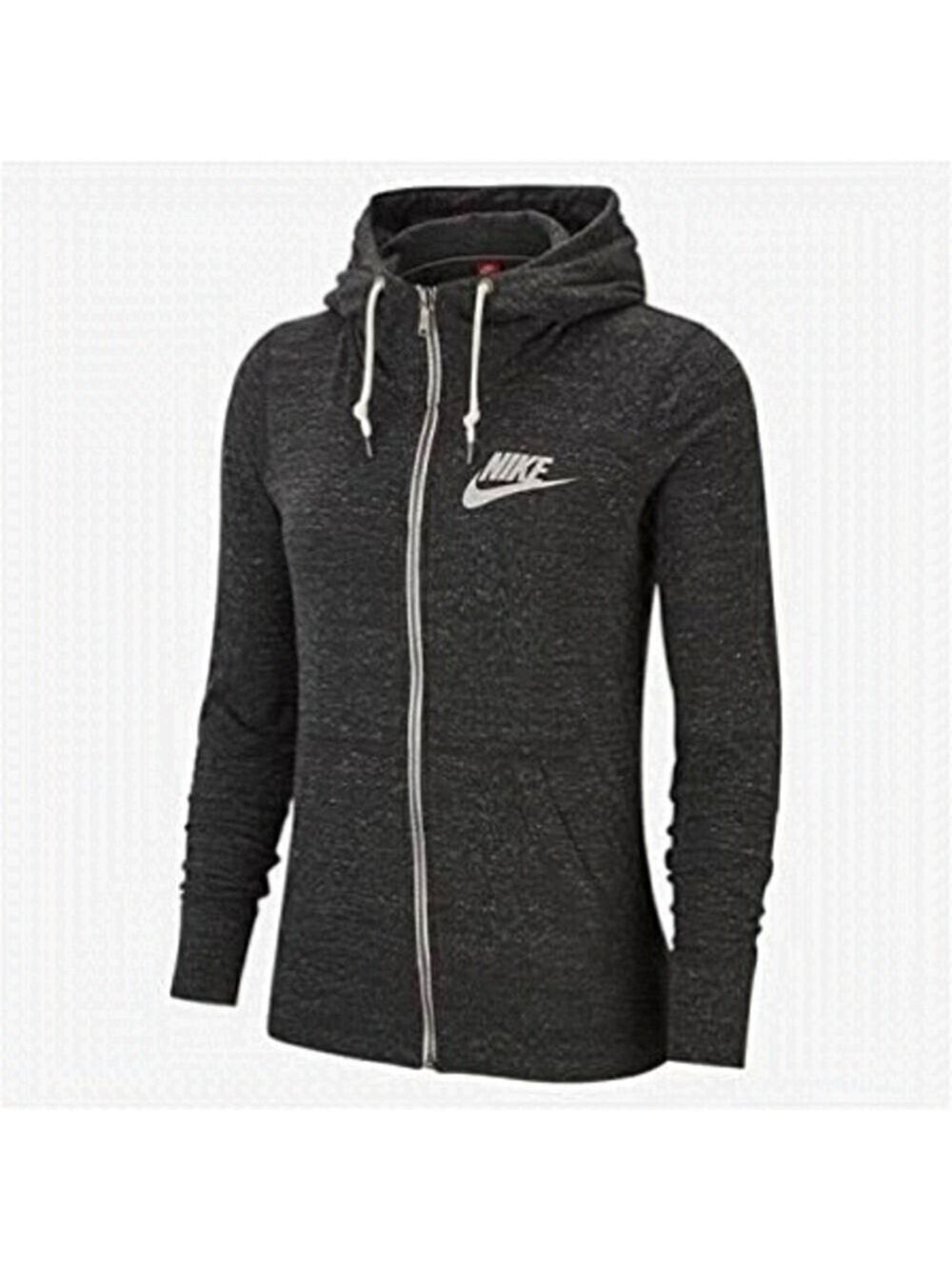 Nike Sportswear Gym Vintage Zip-Up Hoodie in Grey Anthracite Sz XS